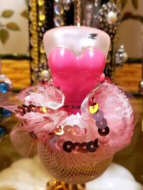 Vintage Betsey Johnson Too Too Pretty Perfume Pink Corset Dress Bottle 1.7 oz